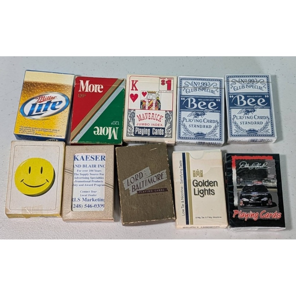 Playing Cards Advertising‎ Lot of 10 Some Vintage 4 Packs Are Sealed